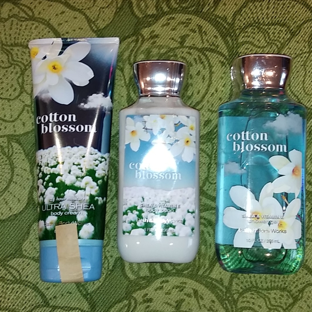Bath & Body Works 3 Pc Set Cotton Blossom